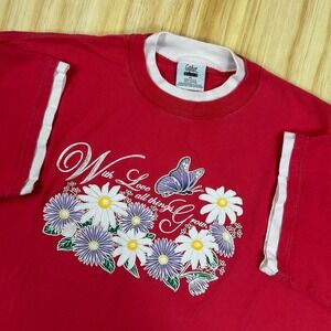 Vintage Flowers Floral Grandma Cottage T Shirt Butterfly Garden Love Grows XL